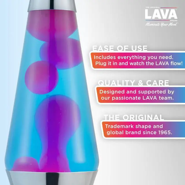 Alt view image 2 of 6 - The Original Lava® Lamp - 14.5" Techno Chrome - Classic Liquid Motion Lamp - Pink Lava and Blue Liquid - Item #2097 (Amazon Exclusive)