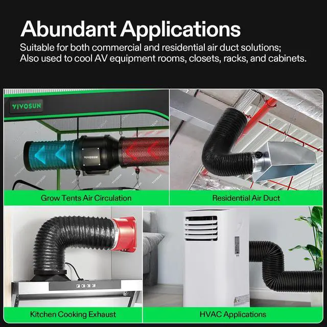 Alt view image 6 of 7 - 4 Inch 25 Feet Flexible Aluminum Ducting with 2 Clamps, Black | High-Temp Aluminum Duct, Adjustable Length & Shape for Easy Mounting, Compatible with Dryers & Inline Duct Fans