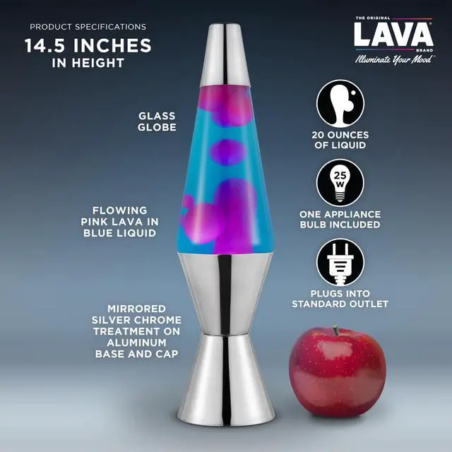 Alt view image 3 of 6 - The Original Lava® Lamp - 14.5" Techno Chrome - Classic Liquid Motion Lamp - Pink Lava and Blue Liquid - Item #2097 (Amazon Exclusive)