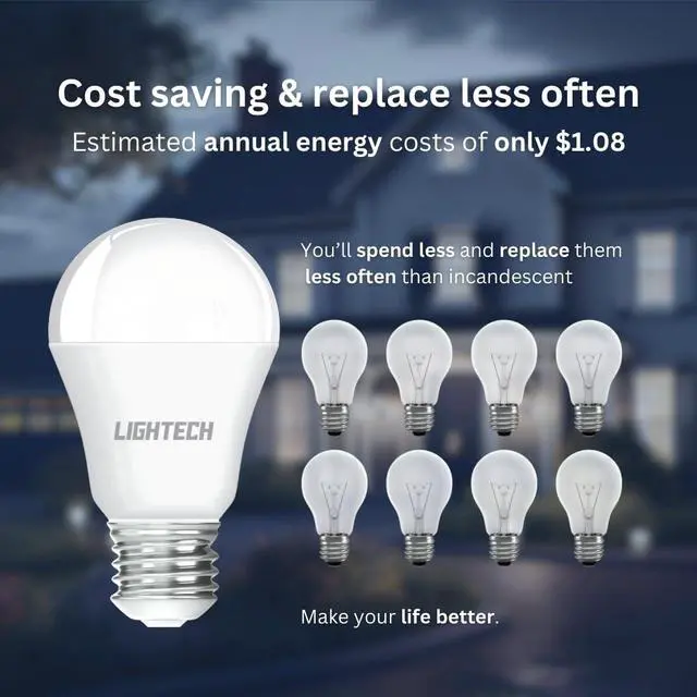 Alt view image 6 of 7 - A19 LED Light Bulbs, 12 Pack, 60W Equivalent, 9W Daylight 5000K LED Light Bulb, 810 LM, Bedroom, Living Room, Office, Garage, Daylight LED Light Bulbs, Light Bulbs, Non-Dimmable, E26, UL Listed