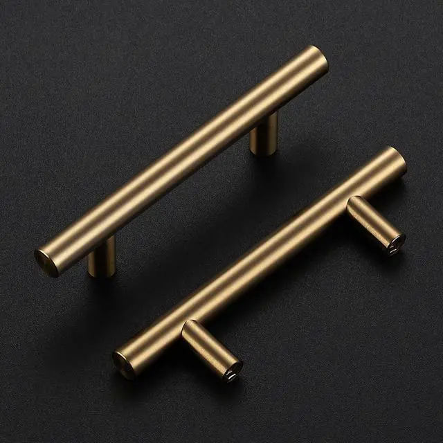 Alt view image 4 of 7 - Champagne Bronze Cabinet Handles 3 Inch Hole Center 30 Pack | 5 Inch Length, Stainless Steel Pulls, Smooth Edges, Round Shape, with Screwdriver, for Dresser Drawer Cupboard Handles