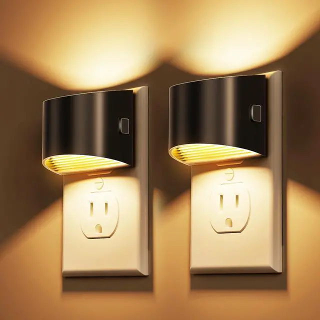 Main image of Night Lights Plug into Wall 2 Pack, Dusk to Dawn Nightlight | Plug in Night Light with Brightness Adjustable, 3000K Soft White