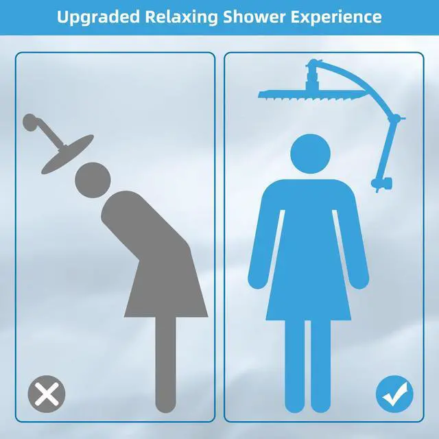 Alt view image 5 of 7 - All Metal 10'' Rain Shower Head with 16'' Extension Arm, Chrome | cUPC Certified High Pressure Rainfall Showerhead with Solid Brass Adjustable Shower Head Extension Arm, Fixed Showerheads