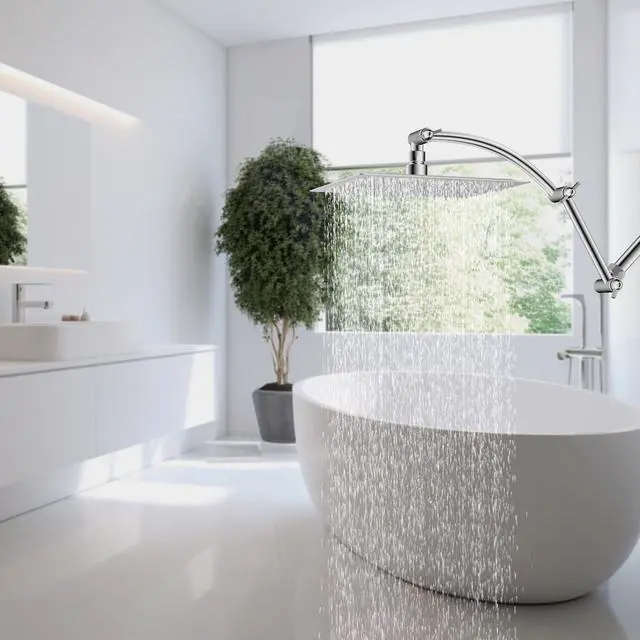 Alt view image 6 of 7 - All Metal 10'' Rain Shower Head with 16'' Extension Arm, Chrome | cUPC Certified High Pressure Rainfall Showerhead with Solid Brass Adjustable Shower Head Extension Arm, Fixed Showerheads