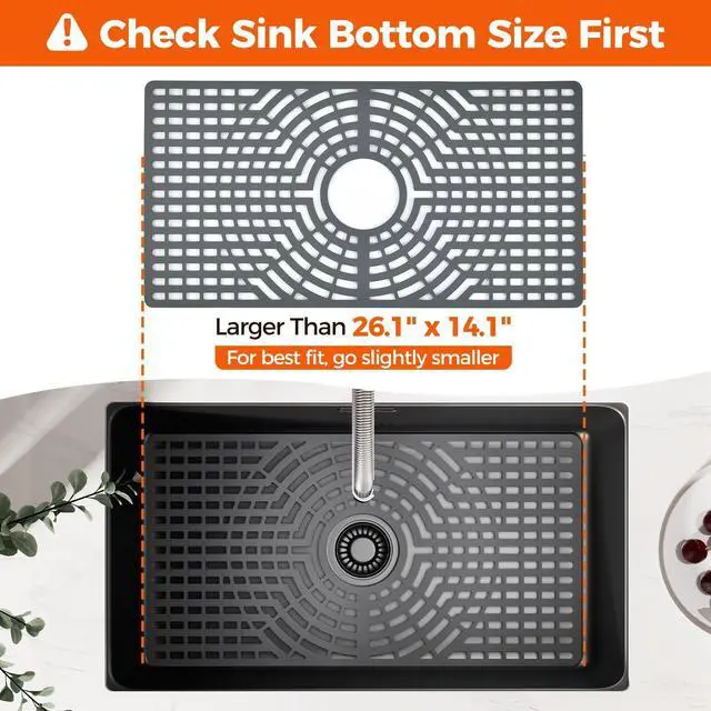 Alt view image 2 of 7 - Silicone Sink Protector for Kitchen Sink, 26"x14" Center Drain | Scratch protection, cushions fragile dishes and glassware, dishwasher safe, food-grade silicone, 446°F heat resistant