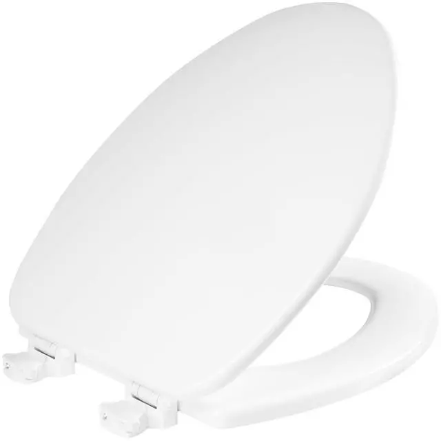 Main image of CHURCH Toilet Seat, Easy Clean Hinges Release for Deep Cleans, Durable Enameled Wood Seat, Elongated, White