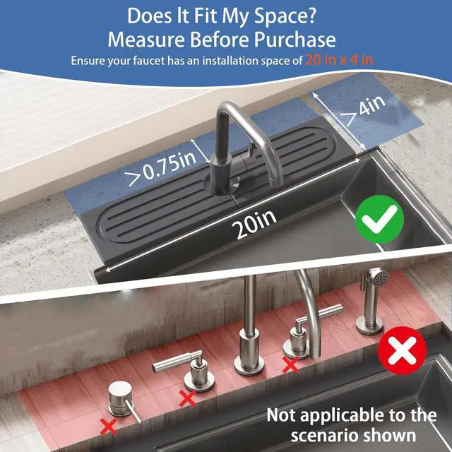 Alt view image 2 of 7 - Fast Drying Stone Faucet Mat for Kitchen Sink with Raised Feet, Water Absorbent Diatomite Stone Sink Tray, Faucet Sink Splash Guard, Prevents Moisture Buildup, Durable Protector for Bathroom Counter