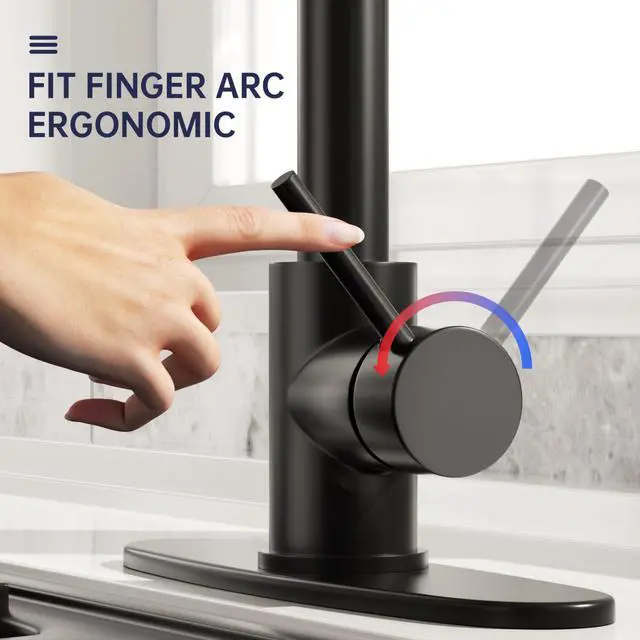Alt view image 6 of 7 - Black Kitchen Faucet with Pull Down Sprayer, High Arc Spring 304 Stainless Steel Commercial Kitchen Sink Faucet,1 or 3 Hole Installation for Farmhouse, RV Camper, Laundry & Utility Sink