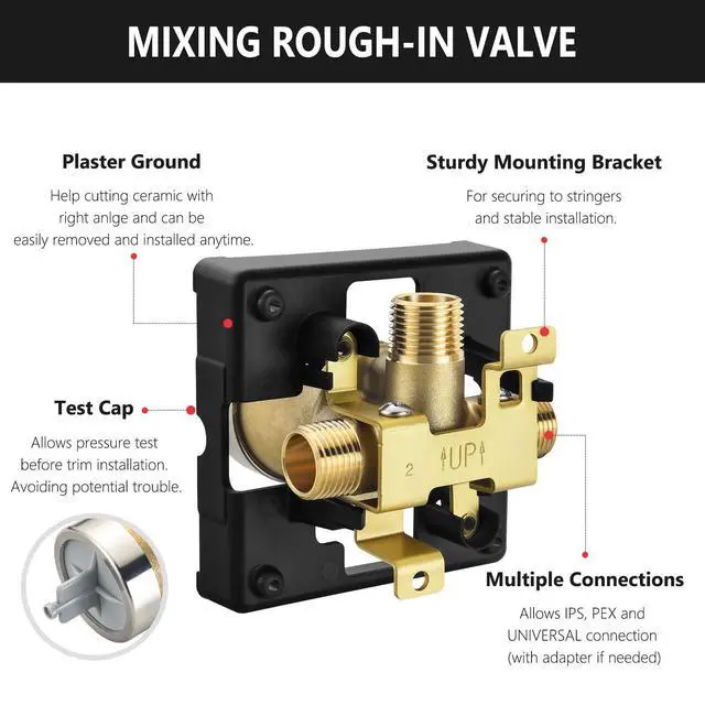 Alt view image 2 of 4 - Shower Valve for Delta R10000-UNBXHF, 3 Port 1/2 Inch Connection 1-Pack, R10000 Valve Kit Compatible with Delta MultiChoice 13 14 17 17T Shower Trim, High Flow Brass Construction Without Stops
