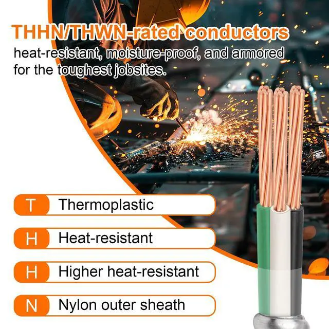 Alt view image 2 of 7 - 5FT 6/3 Metal Clad (MC) Cable with Ground, 6 Gauge Electric Wire with Aluminum Armor, Solid Bare Copper Conductors for Indoor Outdoor Underground Embedded Installation (6/3, 5 ft)