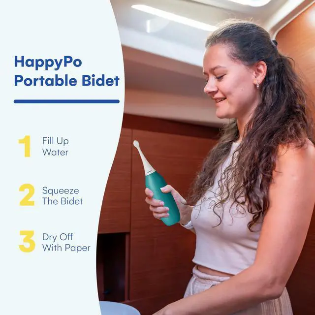 Alt view image 2 of 7 - The Original XL Butt Shower - Portable Bidet with 50% More Volume - The Easy-Bidet 2.0 Replaces Wet Wipes and Shower Toilet - Portable Bum Spray for Travel - Turquoise