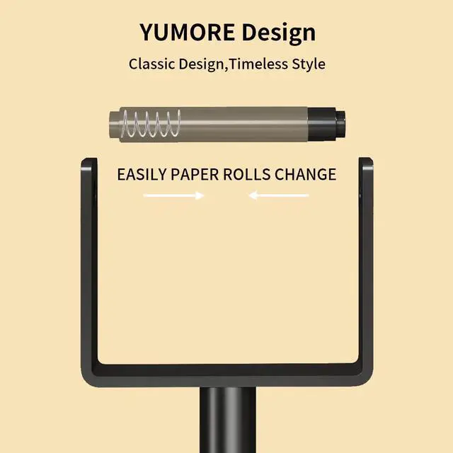 Alt view image 4 of 7 - Heavy Duty Toilet Paper Holder Stand, Extra-Weighted Base No Tipping | Stainless Steel Toilet Paper Stand, Free Standing Floor Tissue Roll Holder for Bathroom, Matte Black 200UP