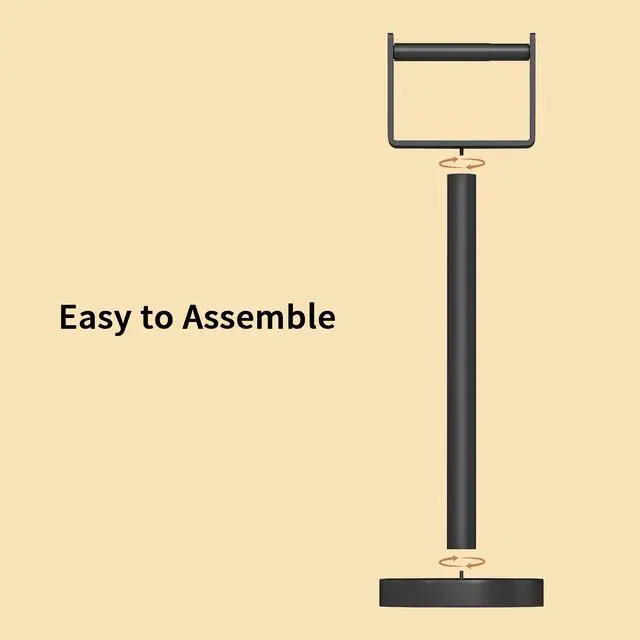 Alt view image 5 of 7 - Heavy Duty Toilet Paper Holder Stand, Extra-Weighted Base No Tipping | Stainless Steel Toilet Paper Stand, Free Standing Floor Tissue Roll Holder for Bathroom, Matte Black 200UP