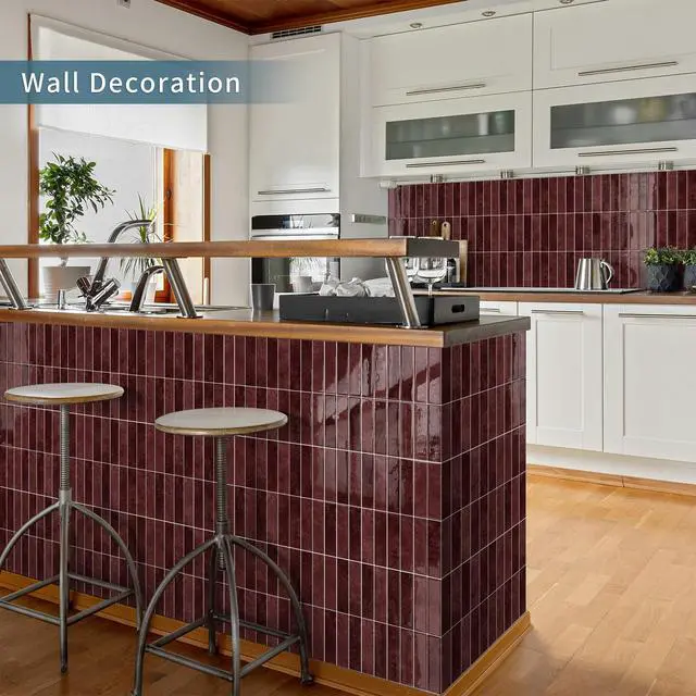 Alt view image 7 of 7 - 10 Sheets Upgraded Thicker Design Subway Tile Peel and Stick Backsplash | 12×12Self Adhesive Wall Tiles Stick on Back Splash for Kitchen,Bathroom,Camper(Vintage Red)