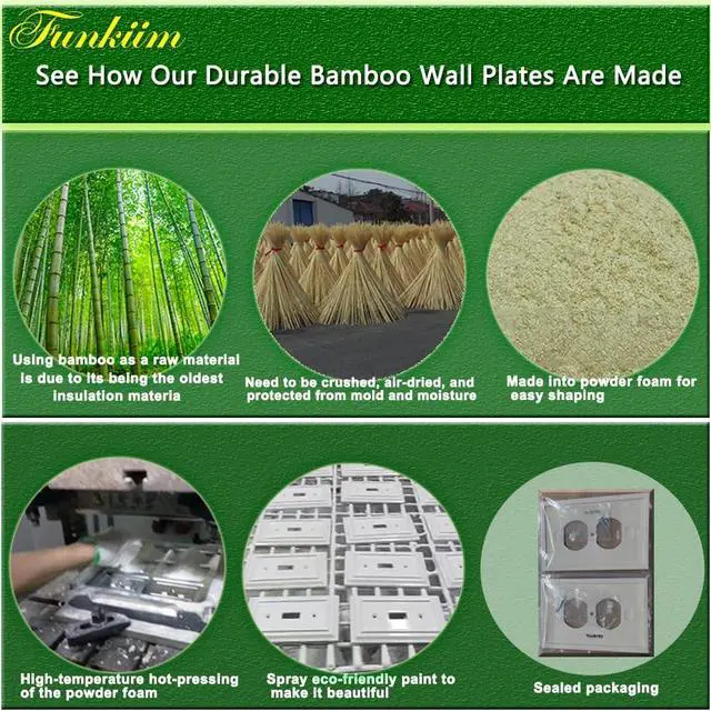 Alt view image 4 of 6 - Pure White Classic Beadboard Wall Plates,Light Switch Covers,Electrical Outlet Covers, Switch Plates of Various Combination, Nature Bamboo Fiber Wall plate (1 Gang Duplex 4 Pack)