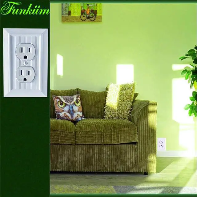 Alt view image 6 of 6 - Pure White Classic Beadboard Wall Plates,Light Switch Covers,Electrical Outlet Covers, Switch Plates of Various Combination, Nature Bamboo Fiber Wall plate (1 Gang Duplex 4 Pack)