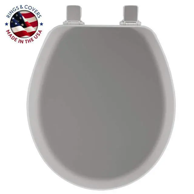 Alt view image 2 of 7 - Cameron Silver Toilet Seat, Non Slip Heavy Duty Wood, Easy Clean, Made in USA, Round