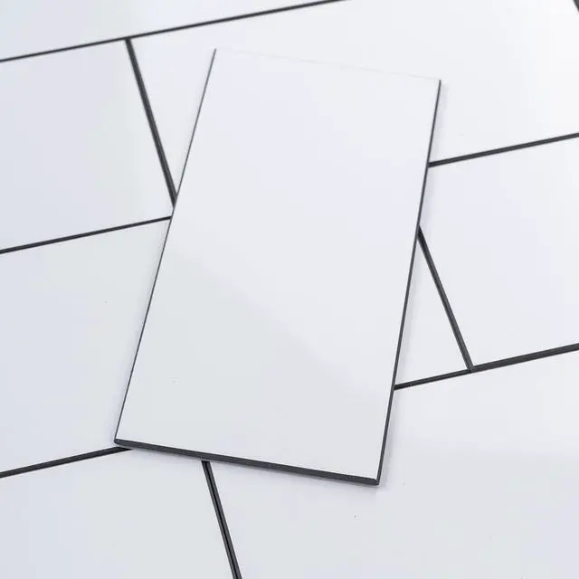 Alt view image 5 of 7 - 100 Pieces Peel and Stick Backsplash for Kitchen, 3" x 6" PVC Subway Tile, Glossy White with Dark Gray Grout, Self Adhesive Stick on Wall Tiles for Kitchen, Bathroom, Fireplace, RV