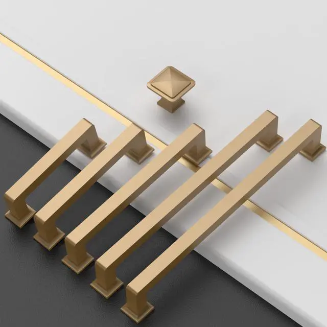 Alt view image 3 of 7 - 10 Pack Champagne Bronze Cabinet Pulls 5 Inch(128MM) Hole Centers Kitchen Cabinet Handles Cabinet Hardware Kitchen Handles for Cabinets Cupboard Handles Drawer Pulls ZH0019