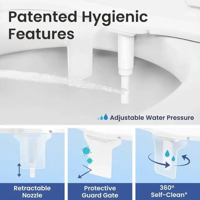Alt view image 4 of 7 - NEO 120 PLUS - Patented Non-Electric Bidet Attachment, White | Non-Electric, Single Nozzle, Slide-In Install, 360° Self-Clean, EZ-Lift to Clean, Rear Wash