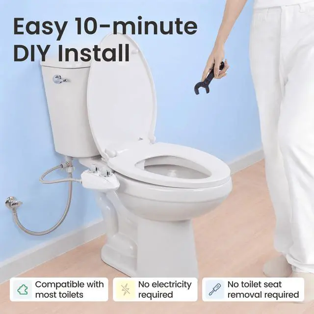 Alt view image 6 of 7 - NEO 120 PLUS - Patented Non-Electric Bidet Attachment, White | Non-Electric, Single Nozzle, Slide-In Install, 360° Self-Clean, EZ-Lift to Clean, Rear Wash