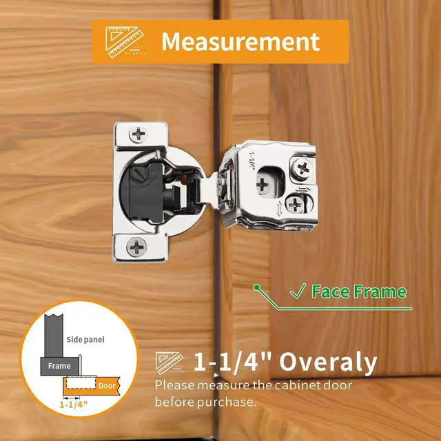 Alt view image 7 of 7 - 10 Pack 1-1/4" 4D Overlay Soft Close Concealed Hinges for Face Frame Door, Control Closing Speed, Smooth Slow Self Close Hinges, Satin Nickel, 105° Open Angle Stainless Steel Cabinet Hinges