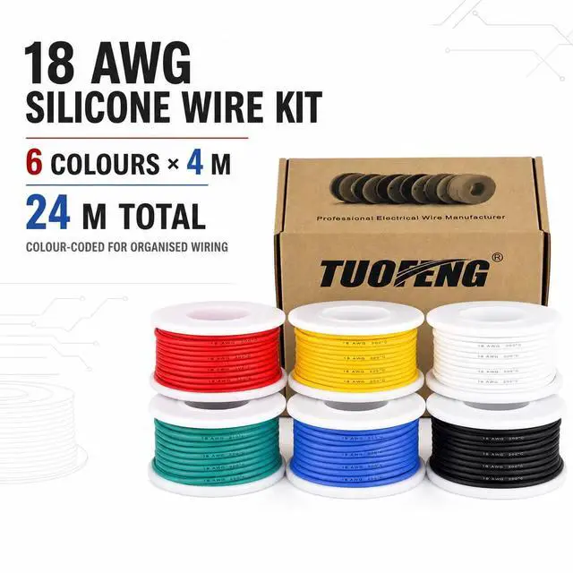 Alt view image 2 of 7 - 18 AWG Stranded Wire, 6 Colors, 13.2 ft Each, Tinned Copper | Flexible silicone wire