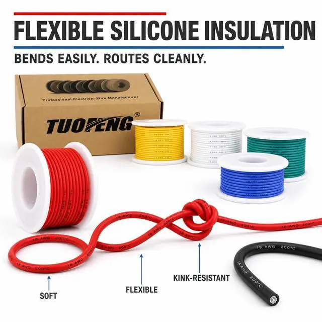 Alt view image 4 of 7 - 18 AWG Stranded Wire, 6 Colors, 13.2 ft Each, Tinned Copper | Flexible silicone wire