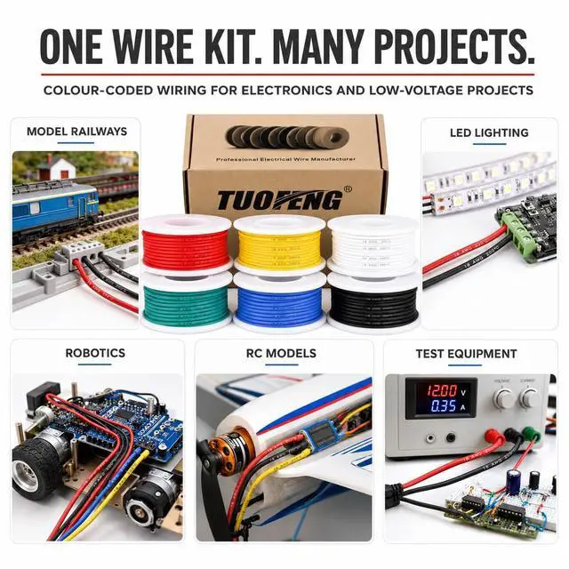 Alt view image 7 of 7 - 18 AWG Stranded Wire, 6 Colors, 13.2 ft Each, Tinned Copper | Flexible silicone wire
