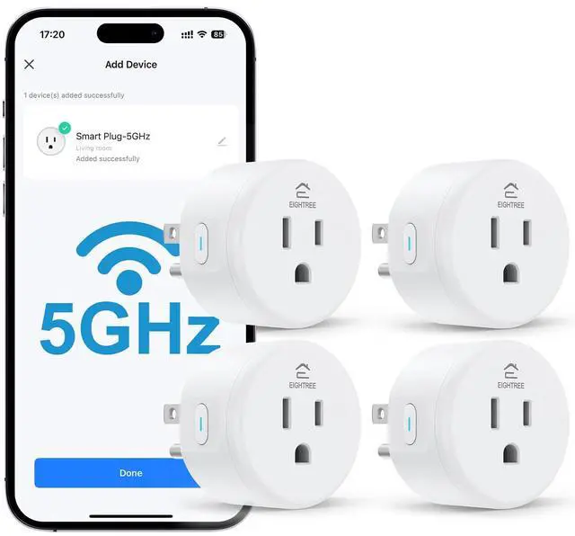 Main image of Smart Plug 5GHz& 2.4GHz, 15A WiFi Smart Outlet Compatible with Alexa & Google Home, Smart Home WiFi Plug with Remote Control, Timer Outlet with Schedule, 4 Packs