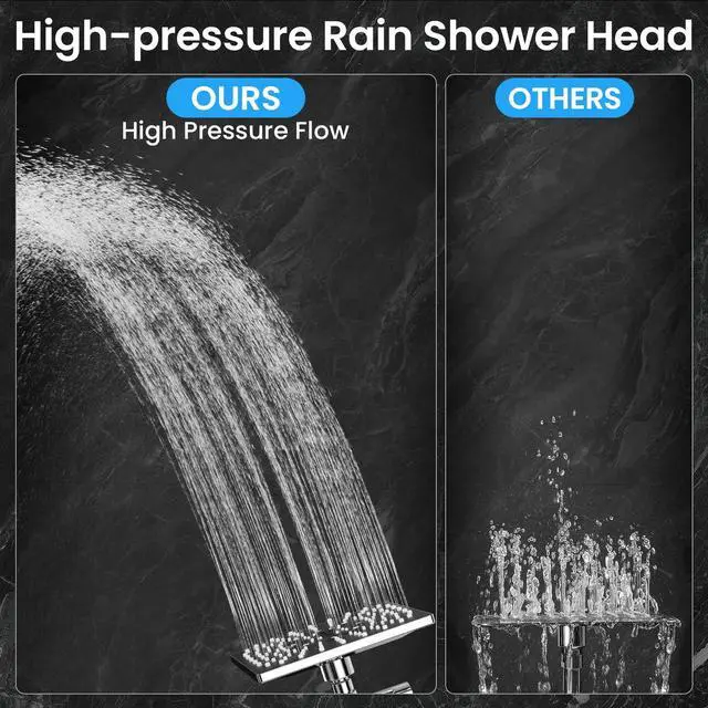 Alt view image 4 of 7 - Multi-Function Rain Shower Head with Handheld, High Pressure, Square | Rainfall Showerhead, Dual Shower Heads Combo, 5-mode Detachable Hand Held Spray with Hose, regaderas para shower, Chrome