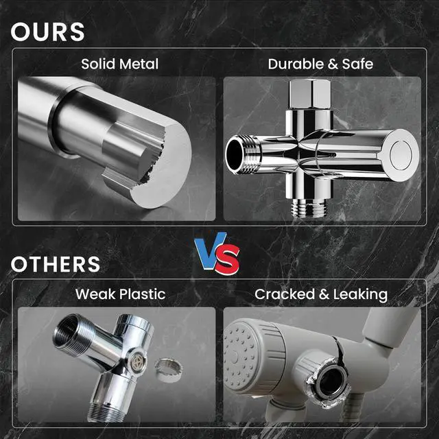 Alt view image 5 of 7 - Multi-Function Rain Shower Head with Handheld, High Pressure, Square | Rainfall Showerhead, Dual Shower Heads Combo, 5-mode Detachable Hand Held Spray with Hose, regaderas para shower, Chrome