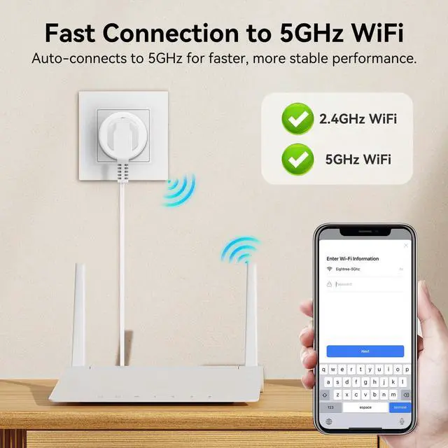Alt view image 5 of 7 - Smart Plug 5GHz& 2.4GHz, 15A WiFi Smart Outlet Compatible with Alexa & Google Home, Smart Home WiFi Plug with Remote Control, Timer Outlet with Schedule, 4 Packs