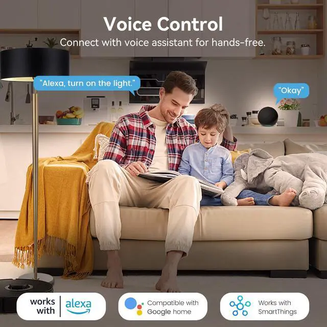 Alt view image 6 of 7 - Smart Plug 5GHz& 2.4GHz, 15A WiFi Smart Outlet Compatible with Alexa & Google Home, Smart Home WiFi Plug with Remote Control, Timer Outlet with Schedule, 4 Packs