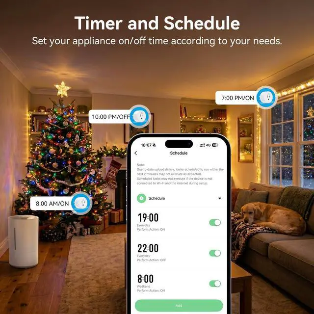 Alt view image 7 of 7 - Smart Plug 5GHz& 2.4GHz, 15A WiFi Smart Outlet Compatible with Alexa & Google Home, Smart Home WiFi Plug with Remote Control, Timer Outlet with Schedule, 4 Packs