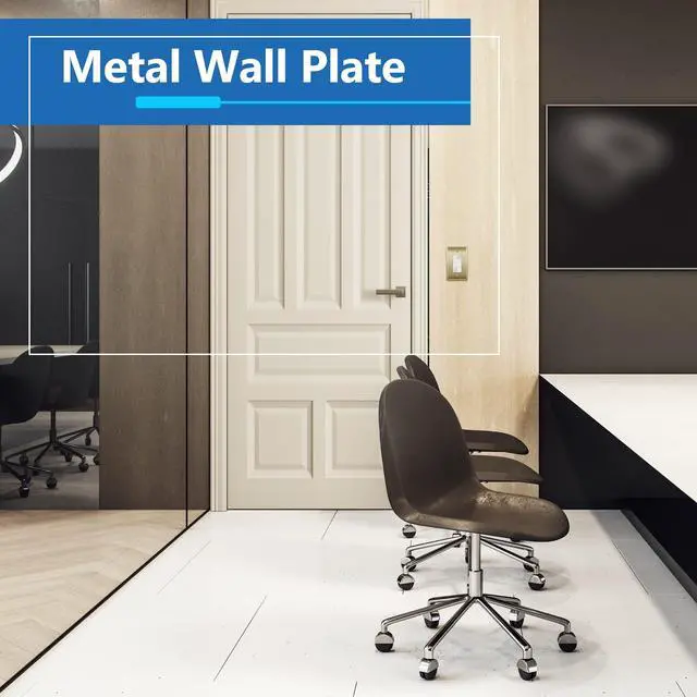 Alt view image 2 of 7 - Switch, Receptacle Metal Wall Plate, Mid-Size 1-Gang, Brushed Brass | Decorator, 4.88" x 3.11, Outlet Cover, Corrosion Resistant, Stainless Steel, Heat Resistant, UL Listed