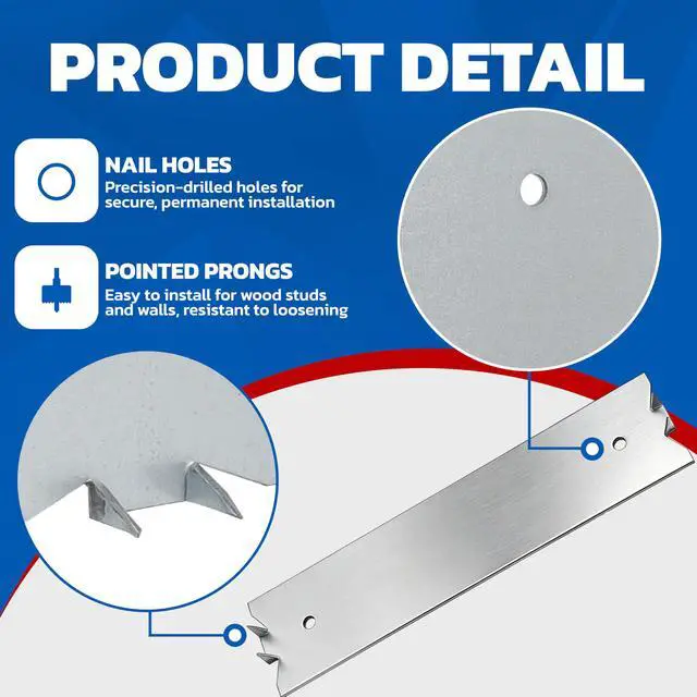 Alt view image 6 of 7 - 100 PCS 6 x 1.5 Inch Nail Plate for Wood Studs, Metal Cable Protector Plate Safety Nail Plates with Sharp Pointed Prongs, Steel Cable Wire for Protecting Plumbing and Wiring
