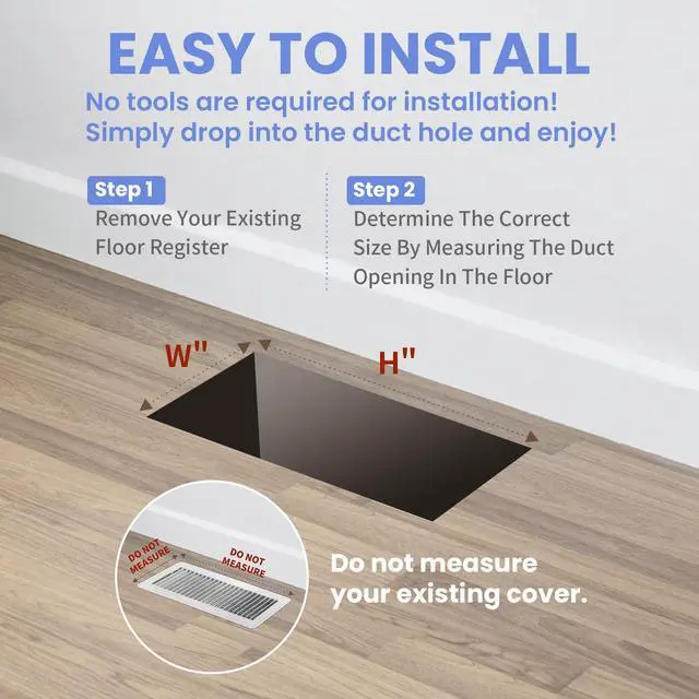 Alt view image 6 of 7 - 4x10 Inches Heavy Duty Walkable Floor Register Easy Adjust Air Supply Lever Floor Vents - Seattle Design - Vent Cover for Home Floor - Matte Black