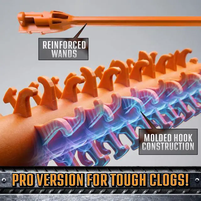 Alt view image 4 of 6 - Pro Drain Weasel Sink Snake Hair Clog Remover Tool, 5 Wands | Sink, Pipe, Bathroom, Bathtub Drain Cleaner, 18-inch Long, Flexible, Removable Handle, Made in The USA