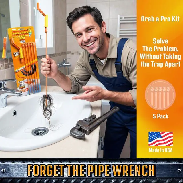 Alt view image 6 of 6 - Pro Drain Weasel Sink Snake Hair Clog Remover Tool, 5 Wands | Sink, Pipe, Bathroom, Bathtub Drain Cleaner, 18-inch Long, Flexible, Removable Handle, Made in The USA