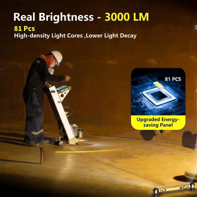 Alt view image 2 of 7 - Magnetic Cordless Under Hood Work Light Bar for Mechanic-Yellow | Rechargeable 5200mAh Battery, 3000 Lumens, N45 Magnets, 360° Hooks, IP54 Waterproof & IK08 Impact Resistant for Car Repairing