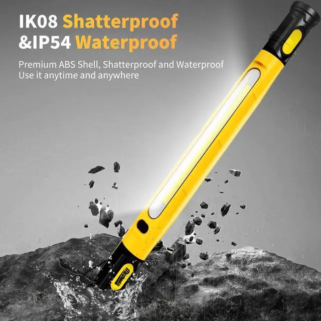 Alt view image 5 of 7 - Magnetic Cordless Under Hood Work Light Bar for Mechanic-Yellow | Rechargeable 5200mAh Battery, 3000 Lumens, N45 Magnets, 360° Hooks, IP54 Waterproof & IK08 Impact Resistant for Car Repairing