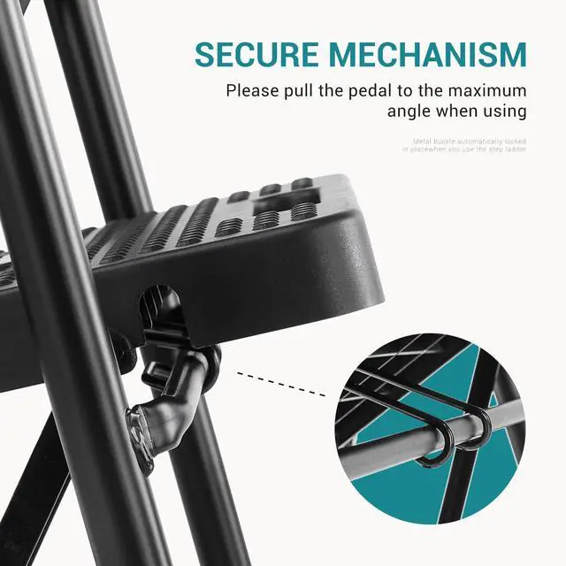 Alt view image 6 of 7 - 3 Step Ladder, 800lbs Foldable Step Stool with Anti-Slip Pedal
