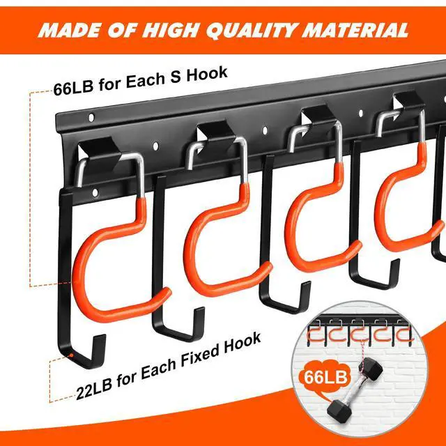 Alt view image 2 of 6 - 68'' All Metal Garden Tool Organizer Adjustable Garage Tool Organizer Wall Mount Garage Organizers and Storage with Heavy Duty Hooks Tool Hangers for Garage Wall, Shed, Garden