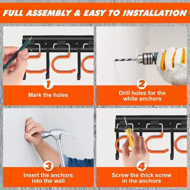 Alt view image 5 of 6 - 68'' All Metal Garden Tool Organizer Adjustable Garage Tool Organizer Wall Mount Garage Organizers and Storage with Heavy Duty Hooks Tool Hangers for Garage Wall, Shed, Garden