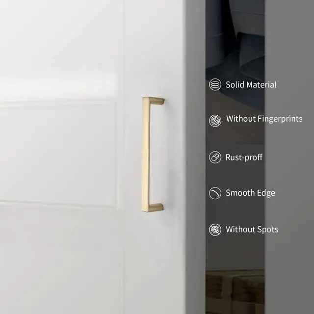 Alt view image 3 of 6 - 10 Pack 5 Inch Brushed Gold Cabinet Pulls, Kitchen Hardware | Brushed Brass Cabinet Pulls, Heavy-Duty Solid Zinc, Ergonomics, Durability, Kitchen Handles for Drawers Dressers Cupboard
