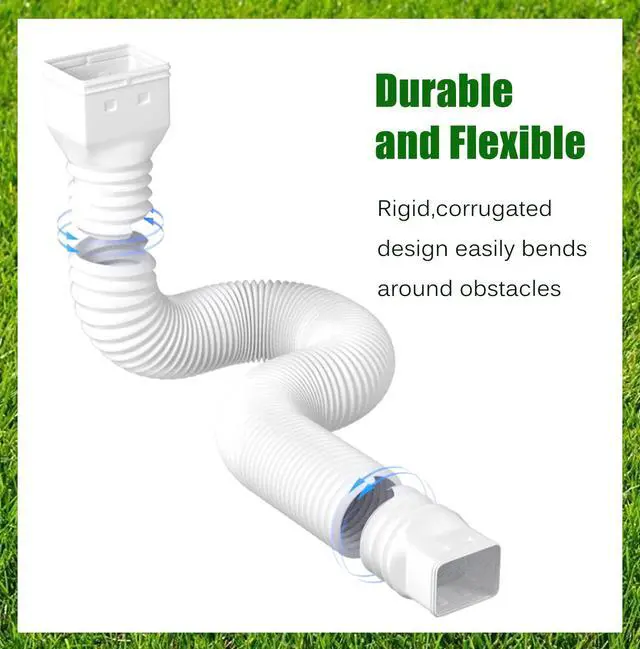 Alt view image 3 of 7 - 2 Pack Rain Gutter Downspout Extensions Flexible,Drain Downspout Extender Connector 21"-68",Screws for Included,White
