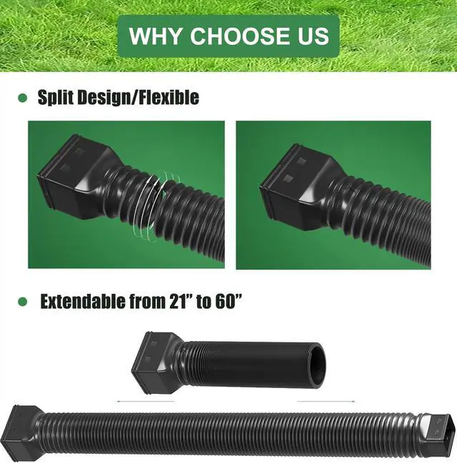 Alt view image 5 of 7 - 2 Pack Rain Gutter Downspout Extensions Flexible,Drain Downspout Extender Connector 21"-68",Screws for Included,White