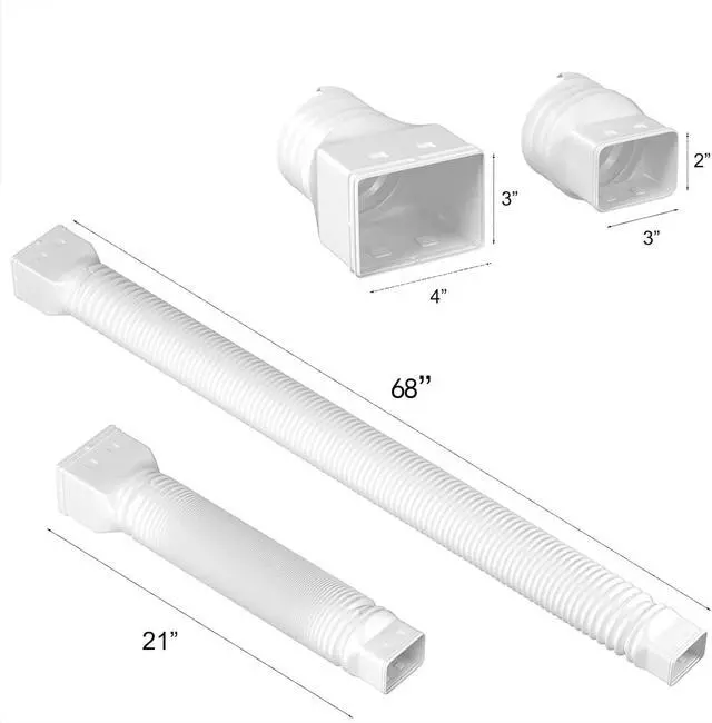 Alt view image 6 of 7 - 2 Pack Rain Gutter Downspout Extensions Flexible,Drain Downspout Extender Connector 21"-68",Screws for Included,White
