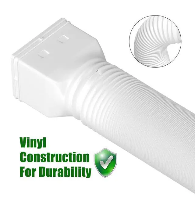 Alt view image 7 of 7 - 2 Pack Rain Gutter Downspout Extensions Flexible,Drain Downspout Extender Connector 21"-68",Screws for Included,White